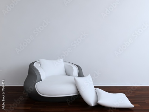 Quadro em tela Divan Chair with white cushion - to face a blank white wall