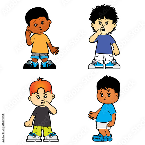 child clean ear, teeth, nose and butt