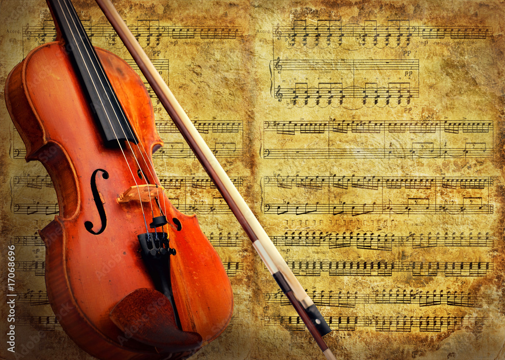 Fototapeta premium Retro musical grunge violin background