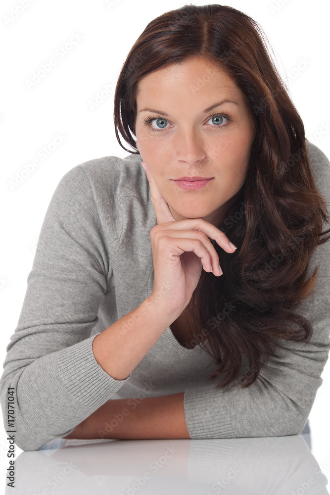 Portrait of beautiful happy brown hair woman Portrait of beautiful happy brown hair woman