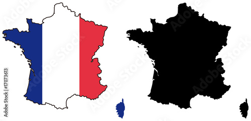 vector  map and flag of france