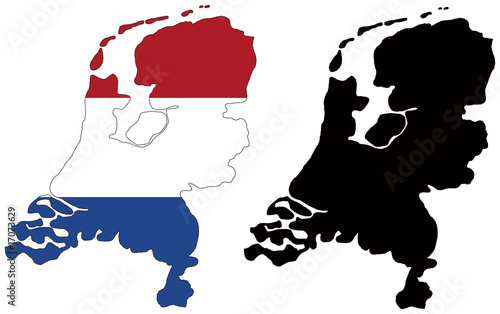 vector  map and flag of netherlands