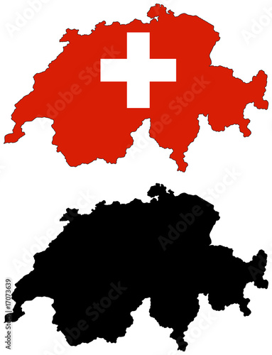 vector  map and flag of switzerland