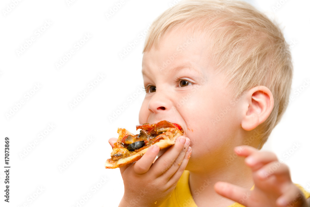 Child eating pizza