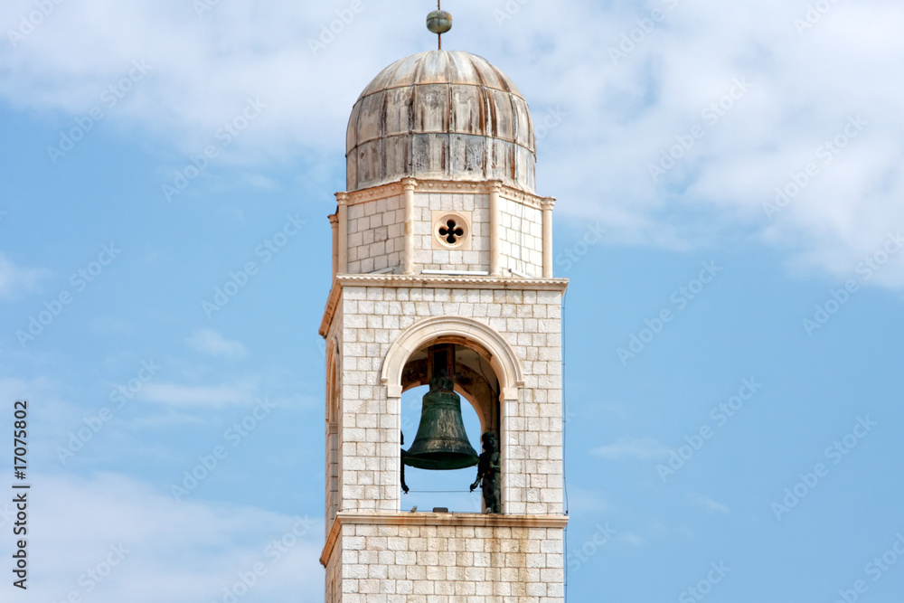 Old metal bell on tower in Dubrovnik