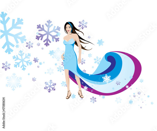 Woman in snowflakes