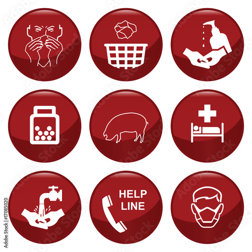 H1N1 swine flu icon collection individually layered