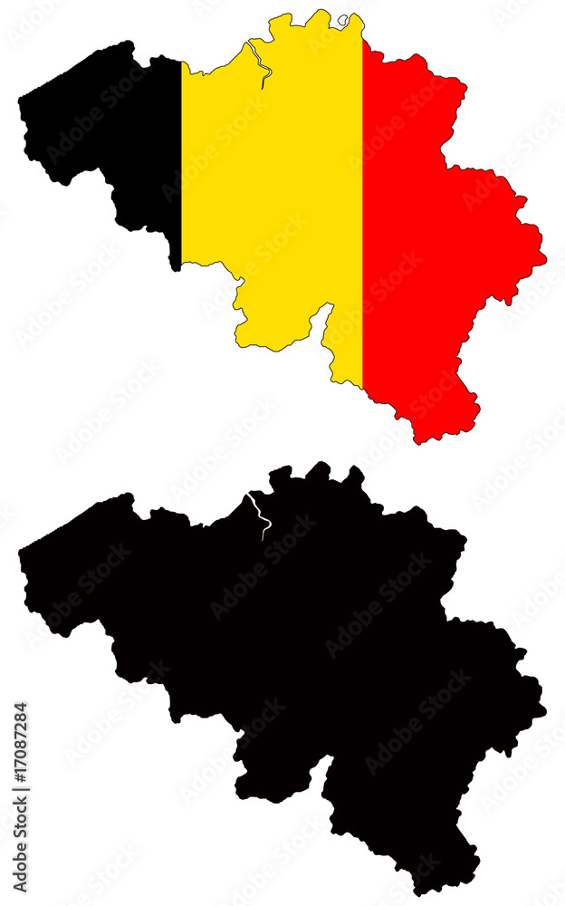 vector  map and flag of belgium