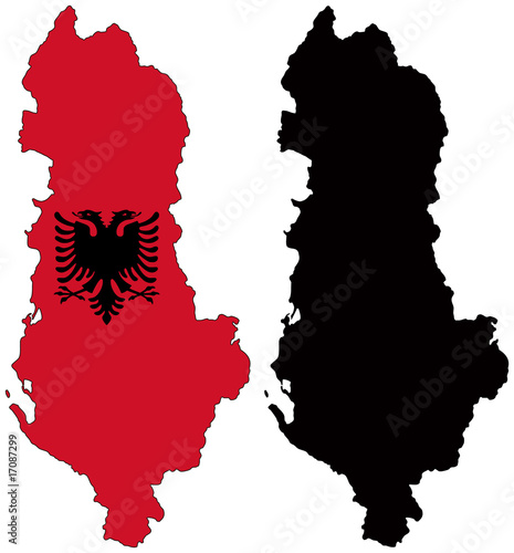 vector  map and flag of albania