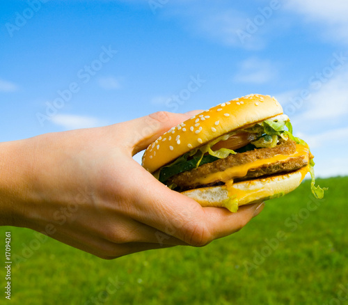 hamburger in hand photo