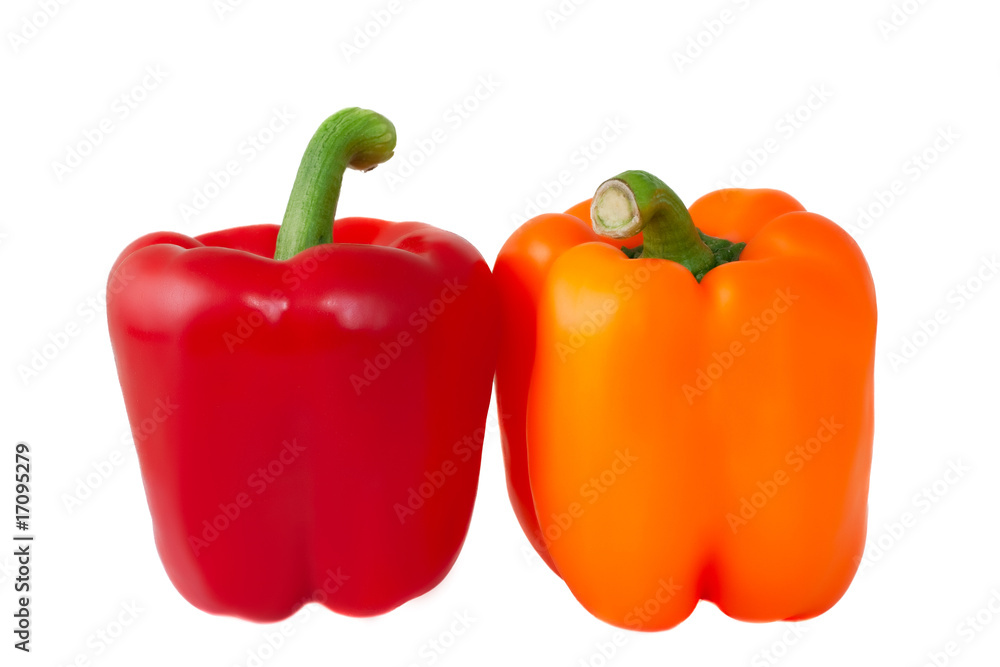 Two fresh peppers in row Two fresh peppers in row
