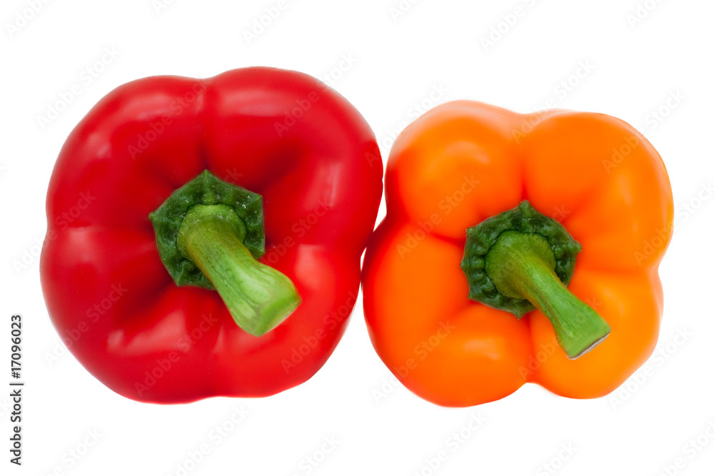 Two fresh peppers in row Two fresh peppers in row