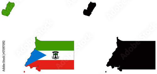 vector  map and flag of equatorial guinea