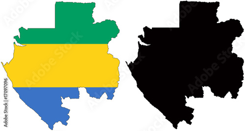 vector  map and flag of gabon