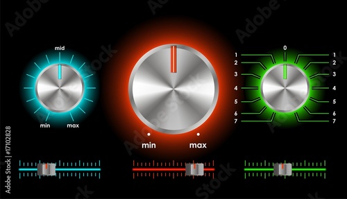 Vector illustration of silver volume balance knobs