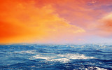 Orange And Blue Sky On The Sea