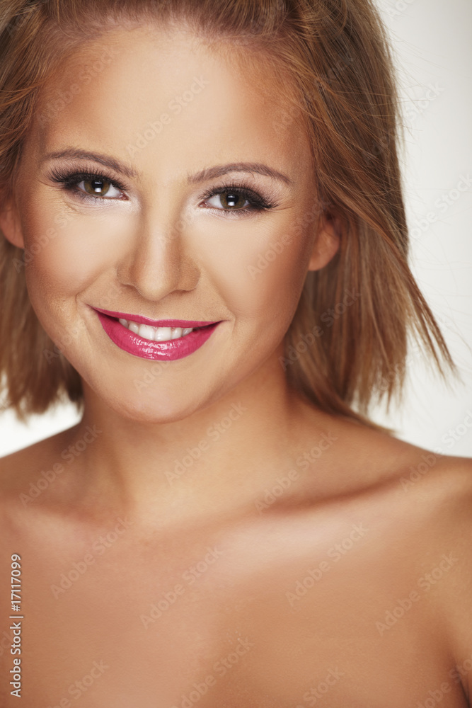 beautiful blond girl with big smile on white background beautiful blond girl with big smile on white background