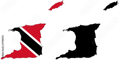 vector  map and flag of trinidad and tobago