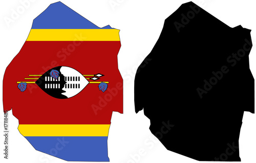 Tapeta vector  map and flag of swaziland