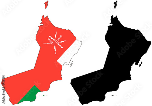 vector  map and flag of oman