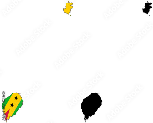 vector  map and flag of san tome and principe