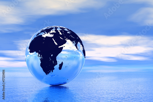 Globe in ocean, europe view