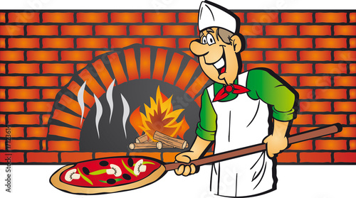 pizzaiolo devant son four