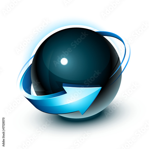 Obraz na płótnie Modern logo design, black ball and arrow w salonie
