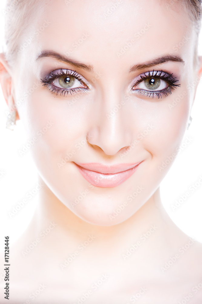 closeup portrait of attractive smiling young woman