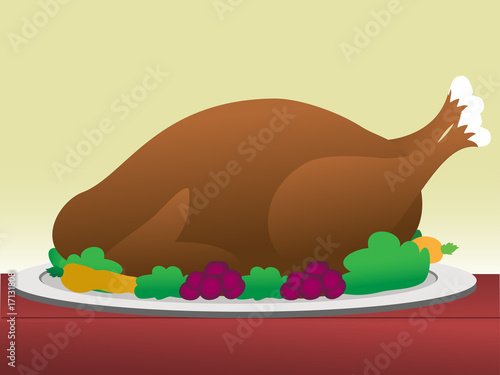Turkey with dressing on table