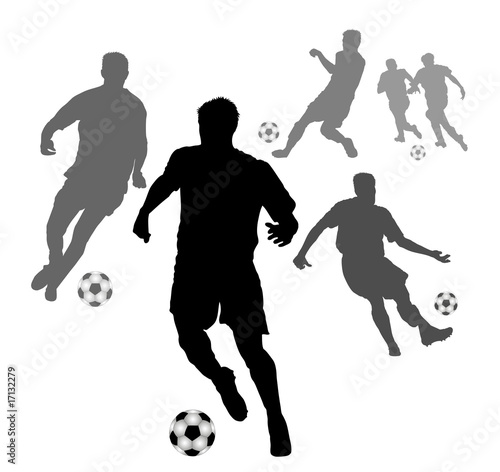 Weisser Hintergrund mit Fussballspieler Silhouetten