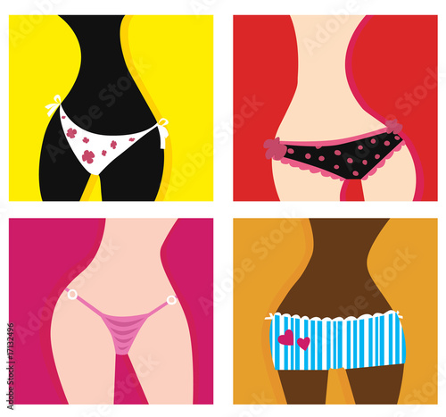 Woman in panties. Artistic vector series of girls in underwear.