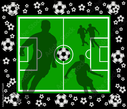 Fussballfeld mit Spieler Silhouetten