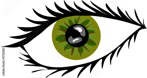 Grünes Auge mit Wimpern