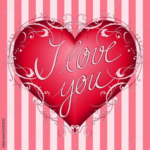 I love you-Herz mit floralem Ornament