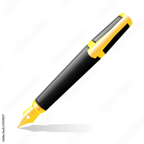 The ink pen of black colour.