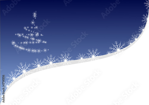 sfondo blu albero di natale neve
