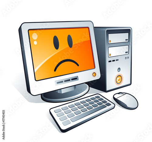 Ordinateur de bureau triste