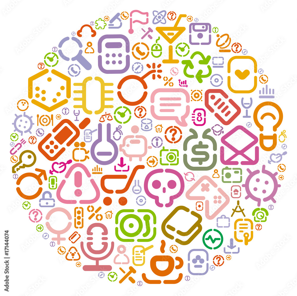 Stencil icons in circle Stencil icons in circle