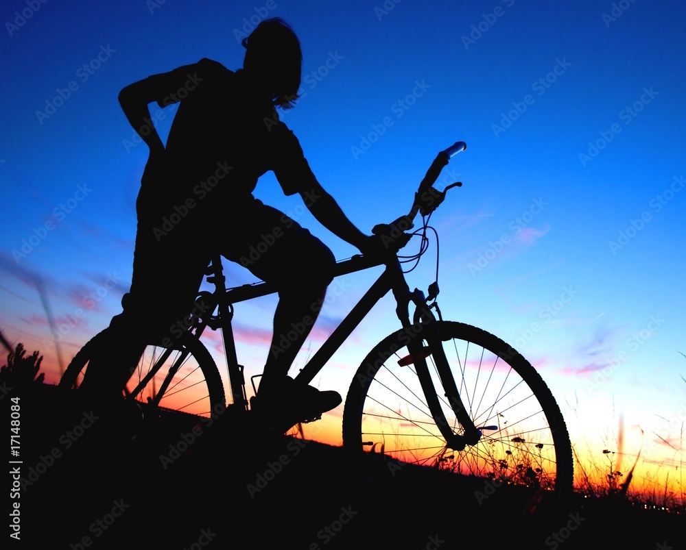 Obraz premium biker silhouette