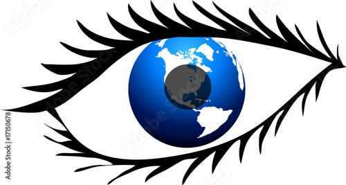 Auge mit Wimpern und Planet