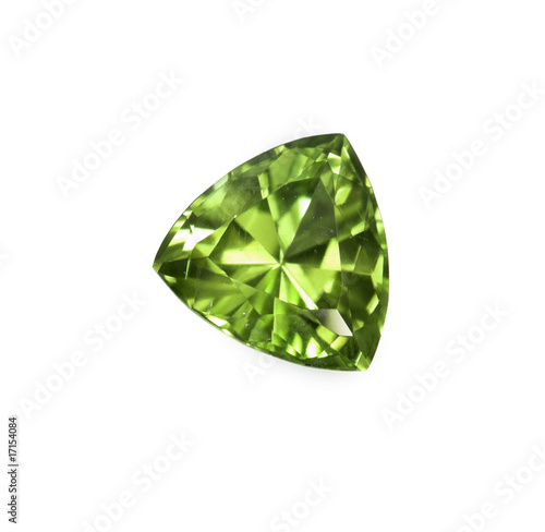 Green olivine, trillion cut gem stone