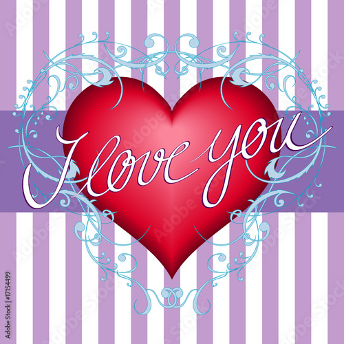 I love you-Herz mit floralem Ornament