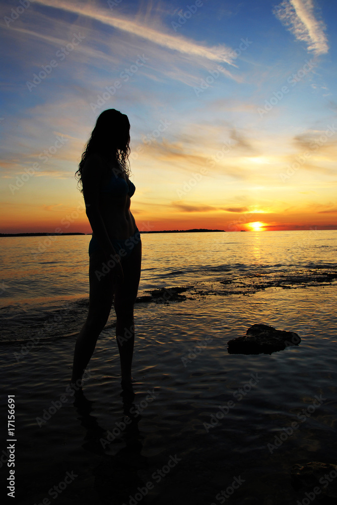 woman and sunset