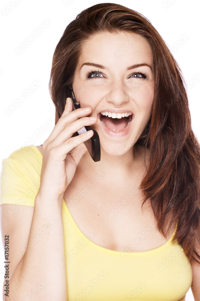 Fototapeta premium Woman on the phone laughing