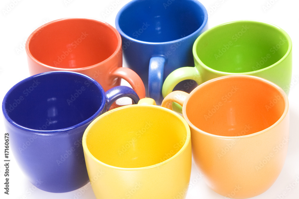 Color cups isolated on white background. Color cups isolated on white background.
