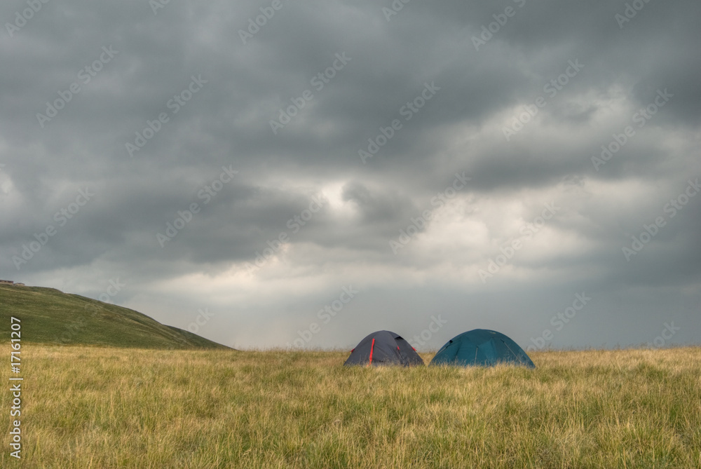 tents and clouds