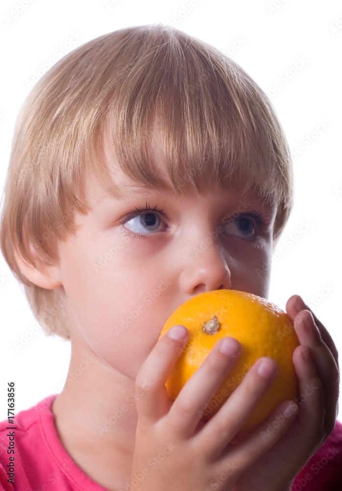 little girl with orange