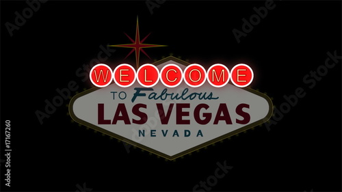 Welcome to LasVegas sign at night, turning on the lights photo