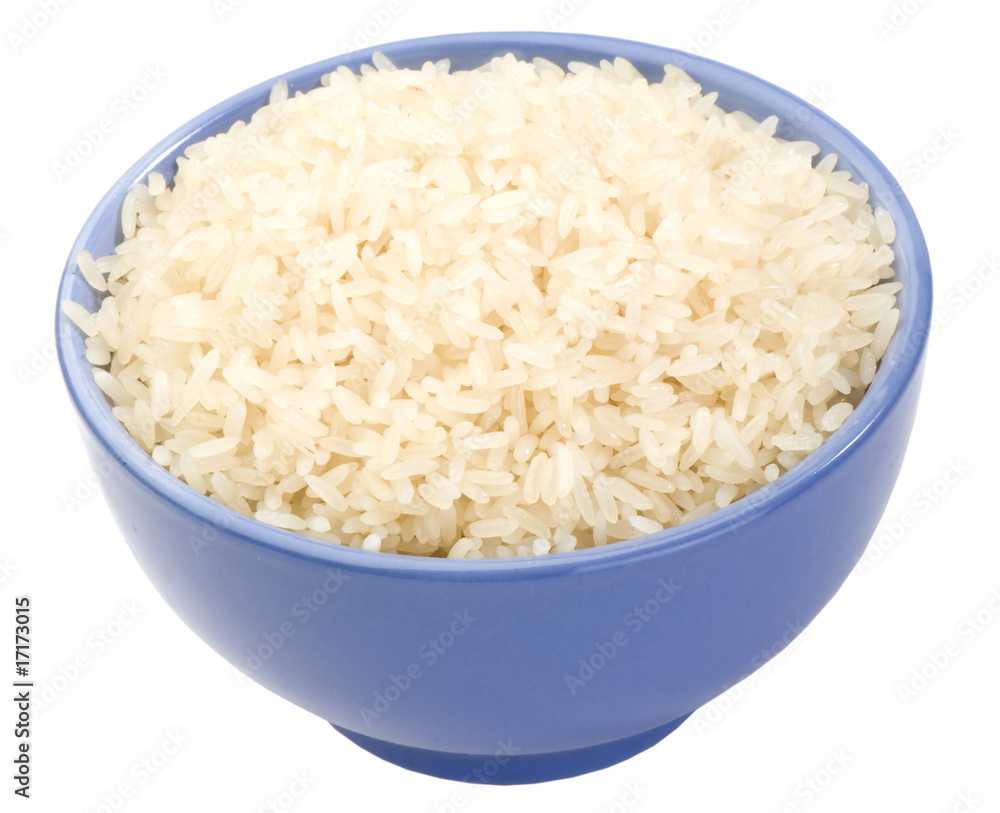 boiled long grain rice in a lilac bowl close-up isolated boiled long grain rice in a lilac bowl close-up isolated